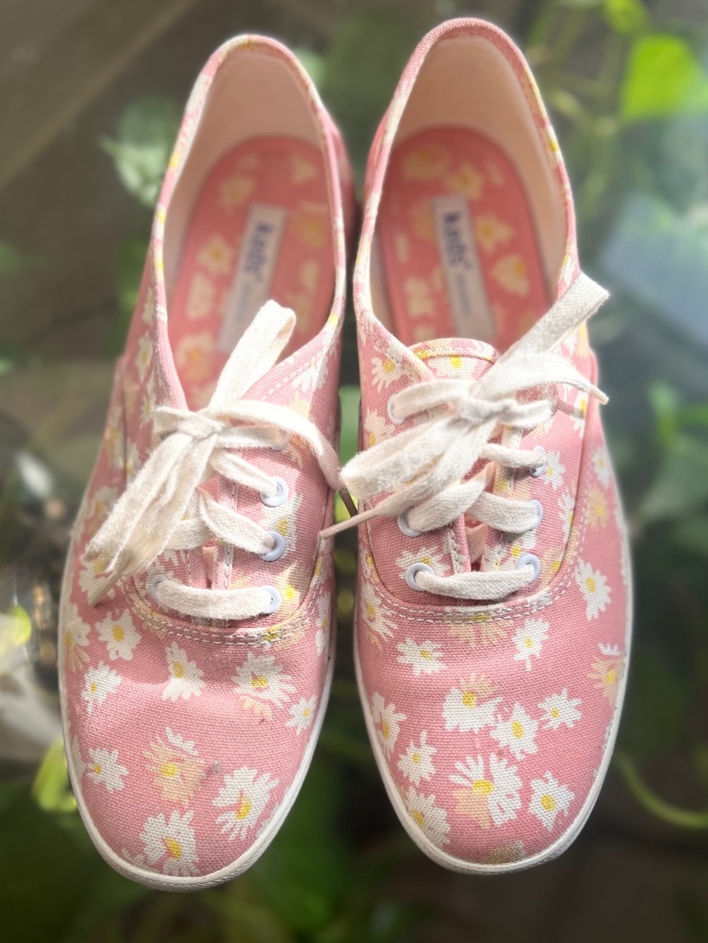 Keds Pink White Yellow Floral Canvas Lace-Up Lightweight Women's Flats Size 7